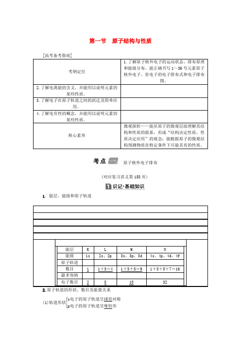 (新课标)高考化学总复习第一节原子结构与性质讲义