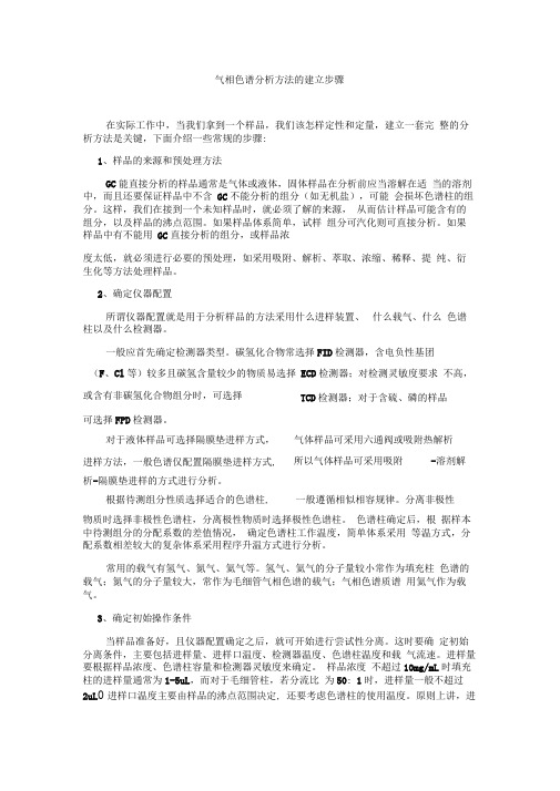 如何建立气相色谱分析方法