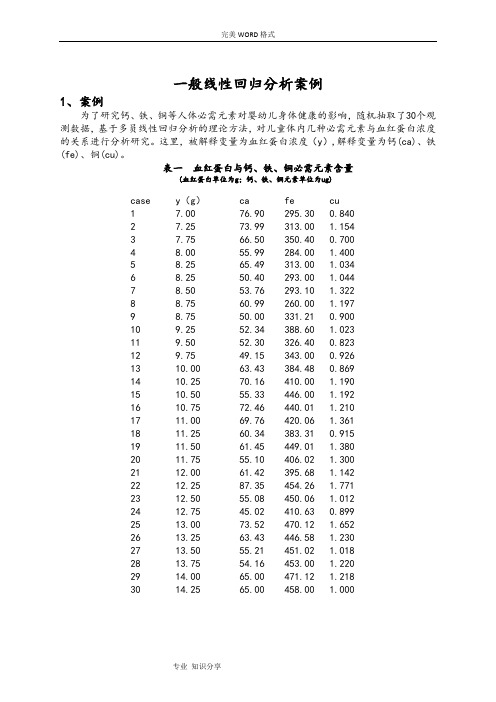 一般线性回归分析案例