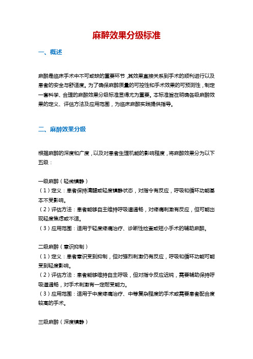 麻醉效果分级标准