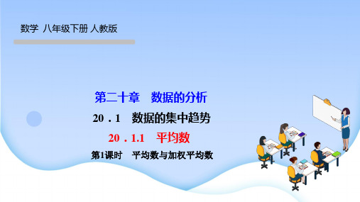 人教版八年级数学下册优秀作业课件 第二十章 数据的分析 数据的集中趋势 第1课时 平均数与加权平均数