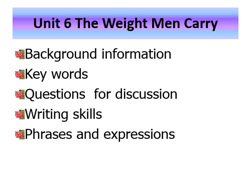 新视野大学英语(第三版)Book 4：Unit 6 The Weight Men Carry