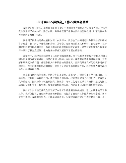 审计实习心得体会_工作心得体会总结