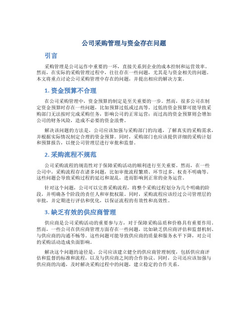 公司采购管理与资金存在问题