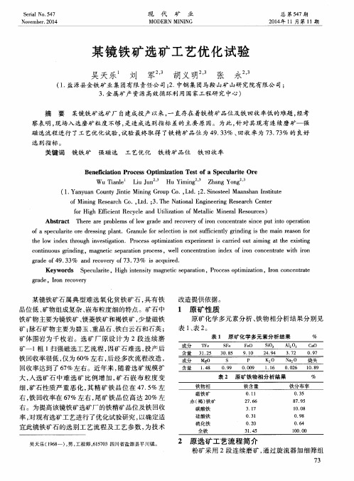 某镜铁矿选矿工艺优化试验