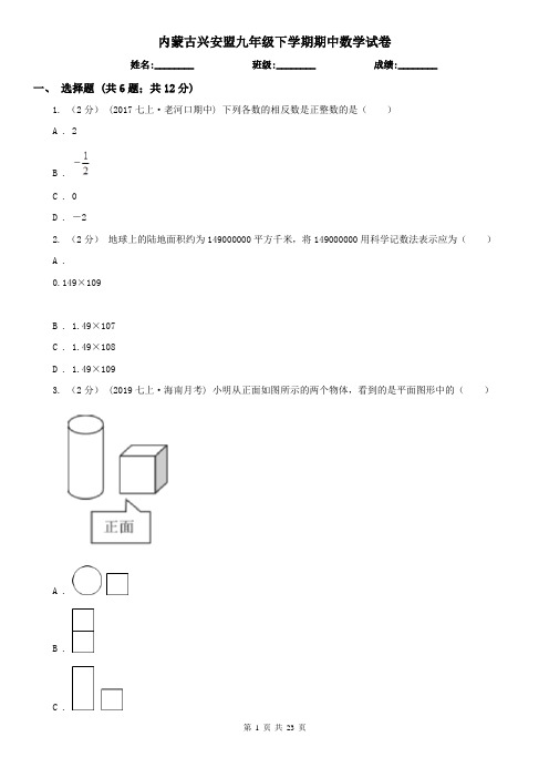 内蒙古兴安盟九年级下学期期中数学试卷