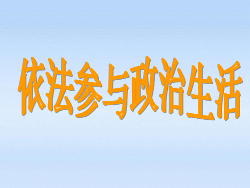 九年级政治 6.3依法参与政治生活上课课件 人教新课标版