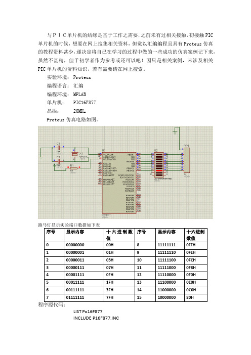 PIC学习笔记之跑马灯