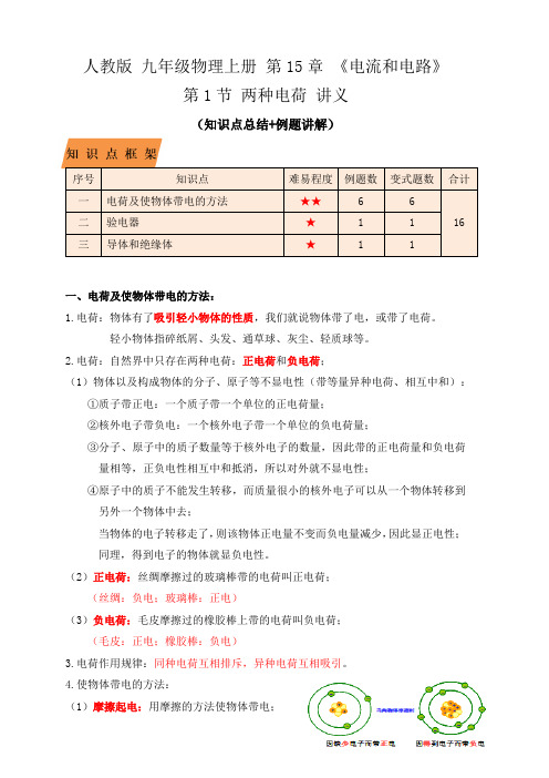 15.1两种电荷(讲义)(原卷版+解析)