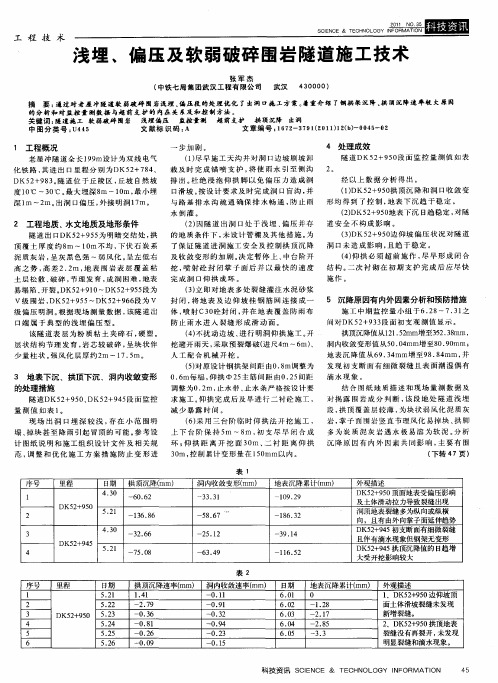 浅埋、偏压及软弱破碎围岩隧道施工技术