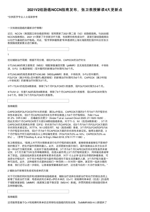 2021V2结肠癌NCCN指南发布，张卫教授解读4大更新点