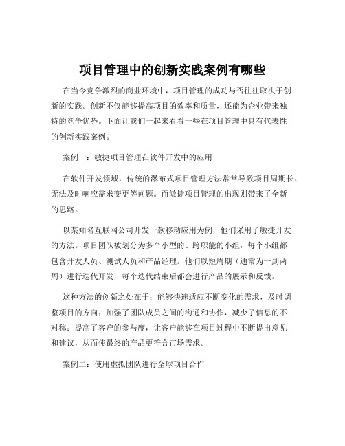 项目管理中的创新实践案例有哪些