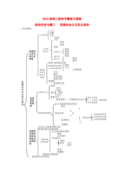 高中政治专题复习 第三单元 发展社会主义民主政治课案 新人教必修2