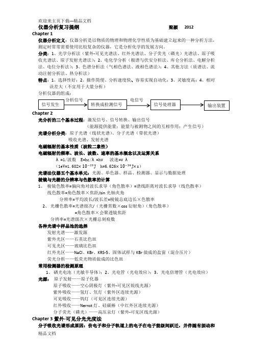 最新仪器分析复习提纲(last version)