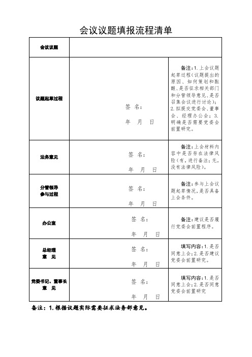 公司会议议题填报单