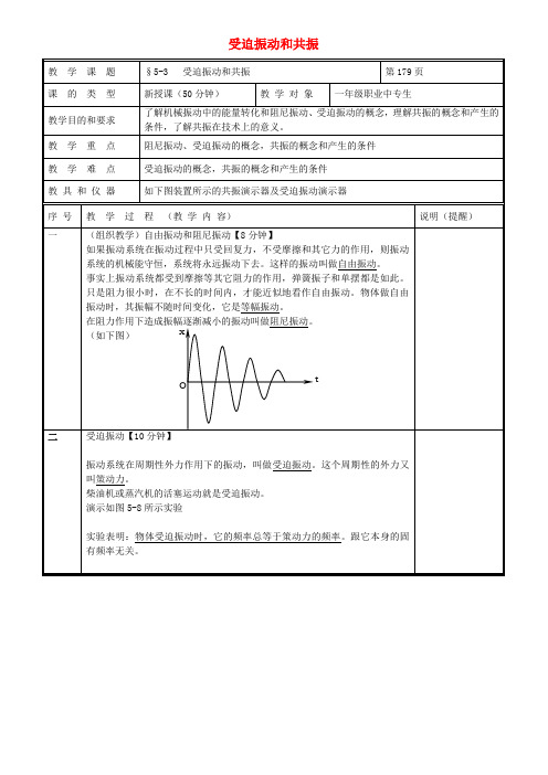 受迫振动和共振 教案