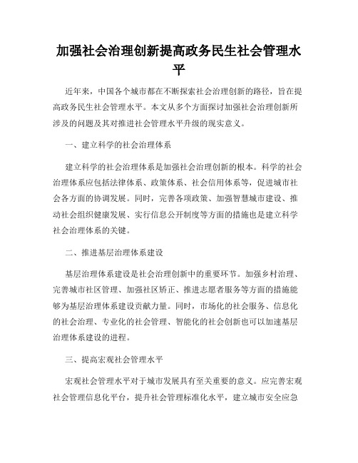 加强社会治理创新提高政务民生社会管理水平