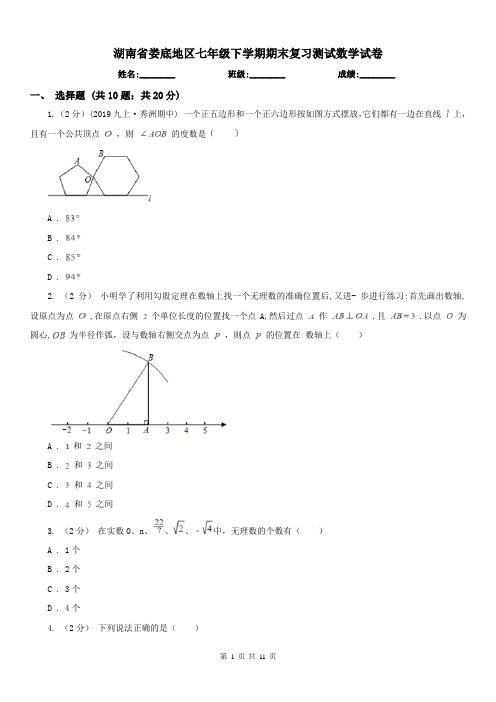 湖南省娄底地区七年级下学期期末复习测试数学试卷 