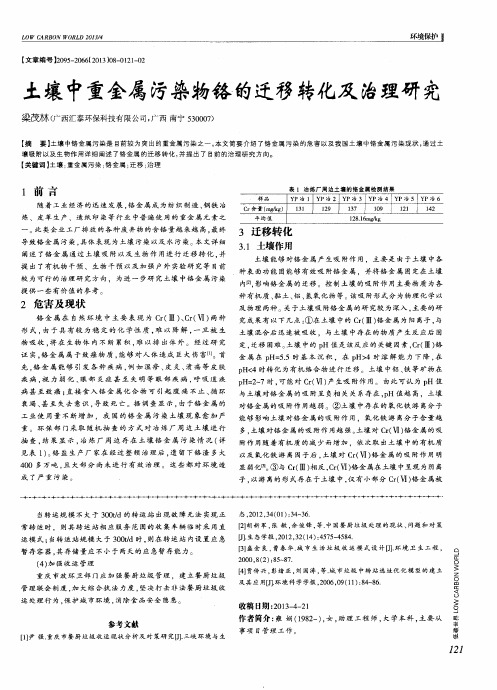 土壤中重金属污染物铬的迁移转化及治理研究