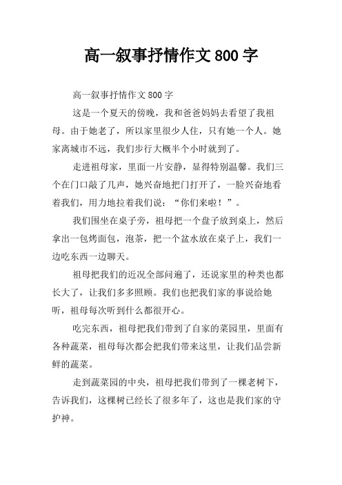 高一叙事抒情作文800字