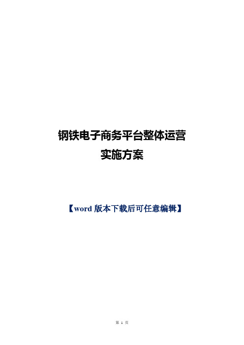 钢铁电子商务平台整体运营实施方案