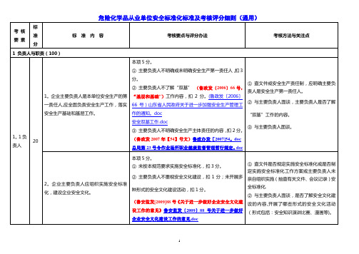 危险化学品从业单位安全标准化标准及考核评分细则(通用)