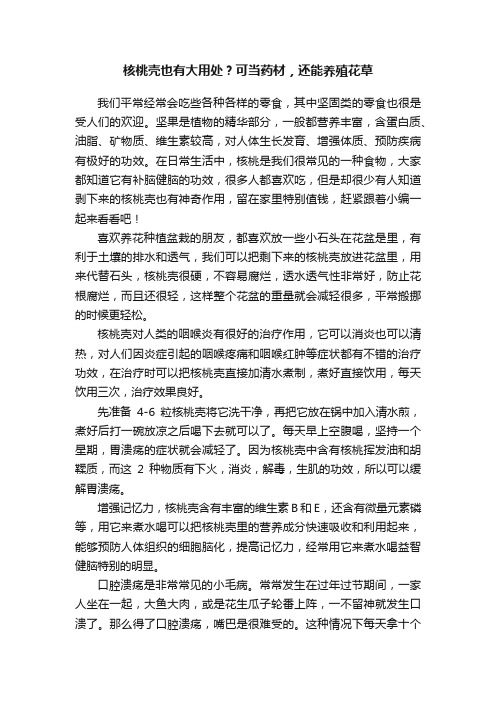 核桃壳也有大用处?可当药材,还能养殖花草