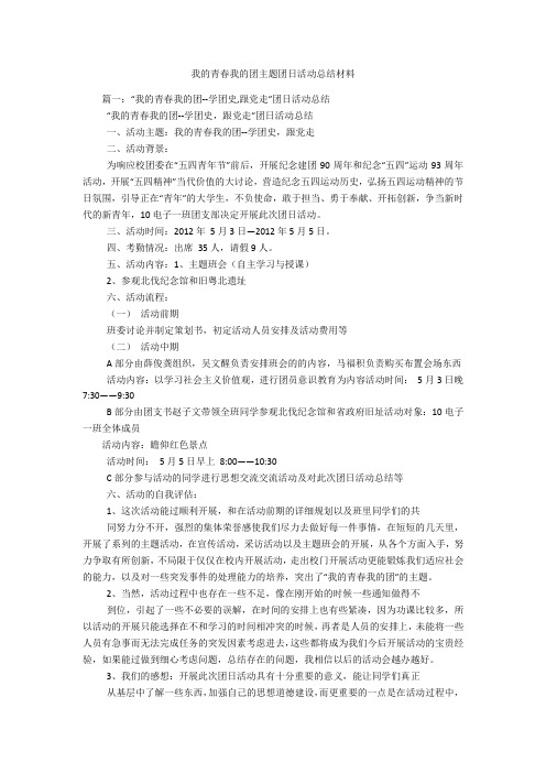 我的青春我的团主题团日活动总结材料