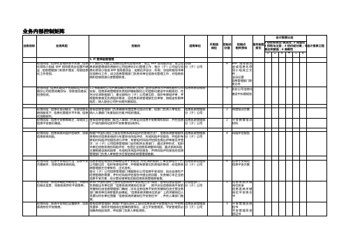 11.1信息系统管理业务内部控制矩阵