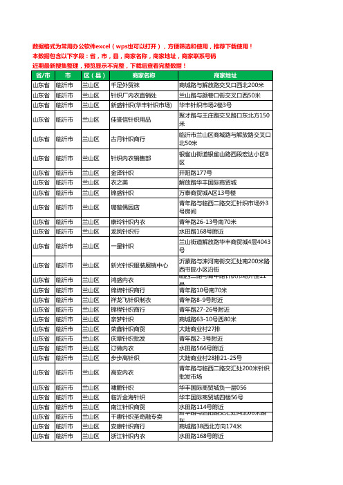 2020新版山东省临沂市兰山区服装纺织工商企业公司商家名录名单联系电话号码地址大全74家