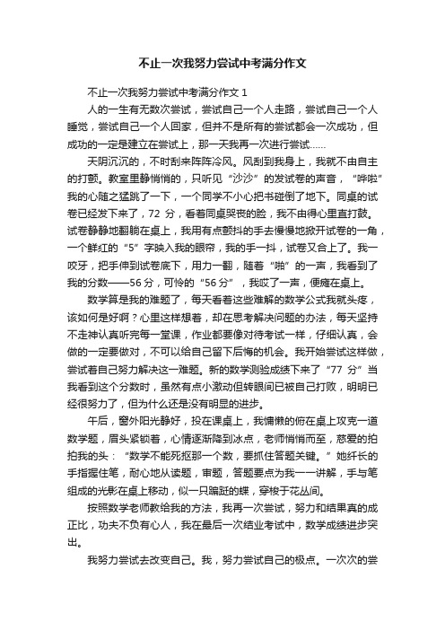 不止一次我努力尝试中考满分作文