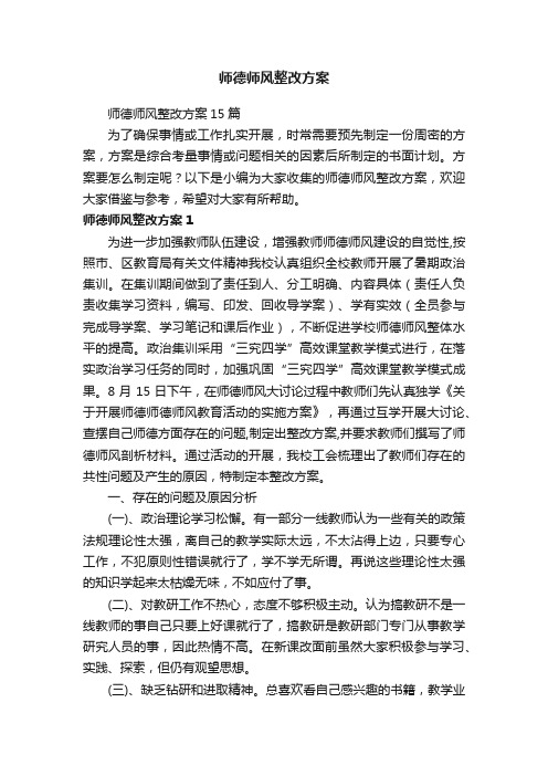 师德师风整改方案