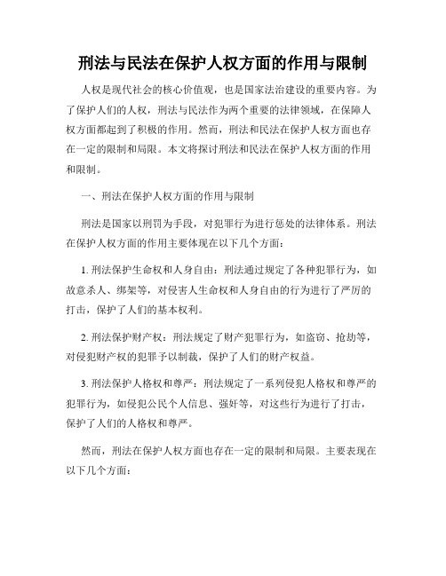 刑法与民法在保护人权方面的作用与限制