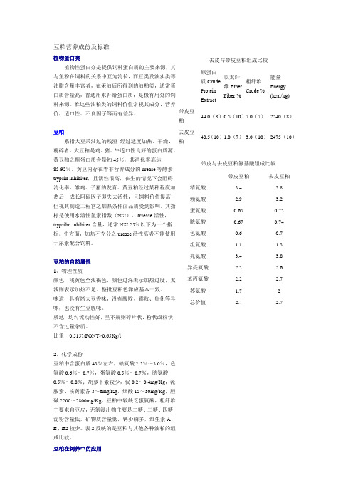 豆粕营养成份及标准