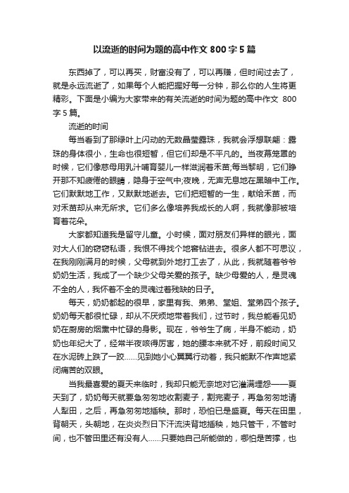 以流逝的时间为题的高中作文800字5篇