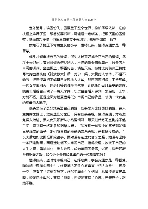 懂得低头亦是一种智慧作文800字_高一作文_