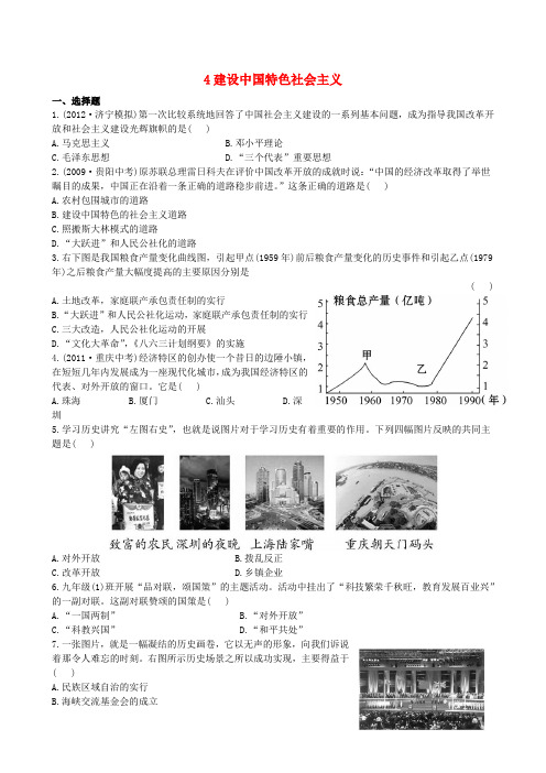 【全程复习方略】(遵义专用)中考历史 4建设中国特色社会主义精练精析 北师大版