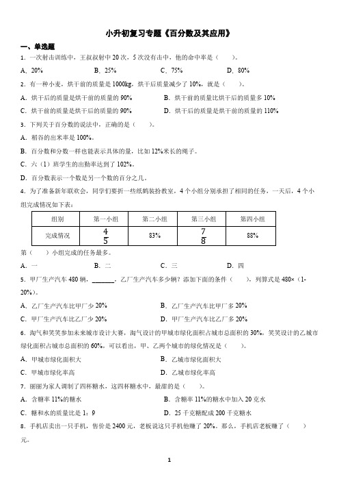 小升初复习专题《百分数及其应用》