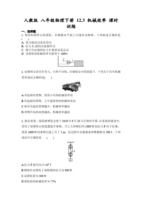 2020-2021学年人教版 八年级物理下册 12.3 机械效率 课时训练(含答案)