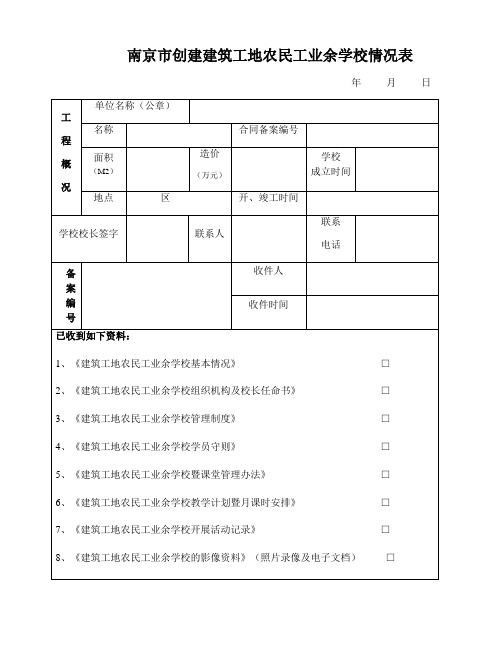 农民工学校申报资料