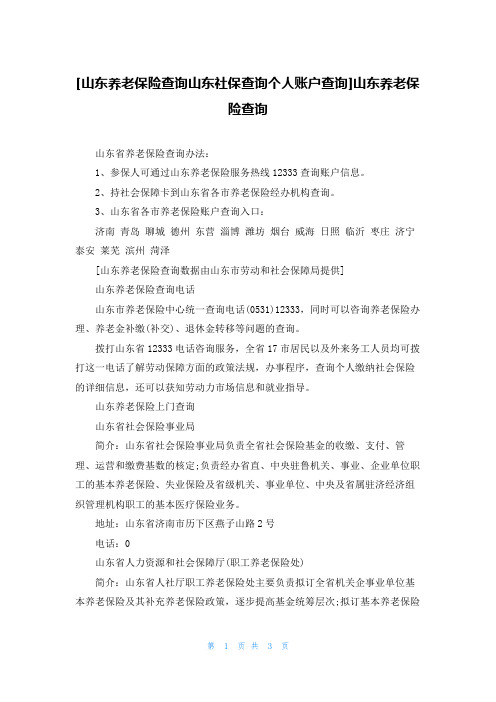 [山东养老保险查询山东社保查询个人账户查询]山东养老保险查询