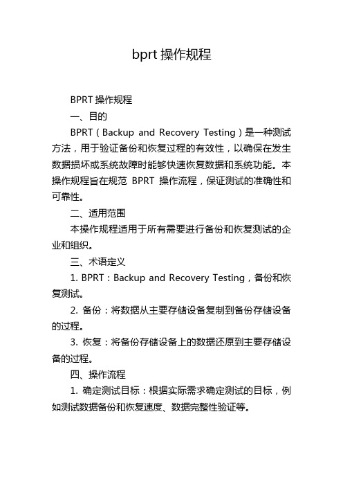 bprt操作规程