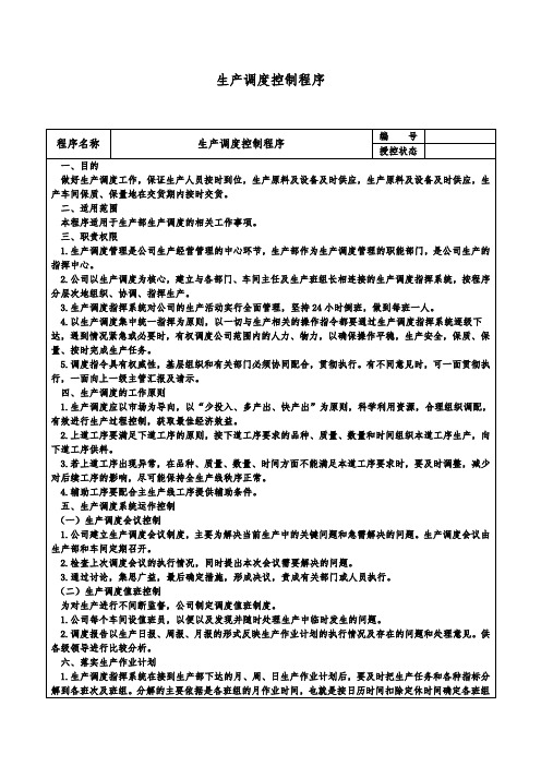 生产调度控制程序