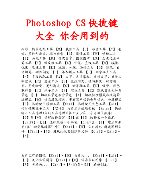 Photoshop CS快捷键大全 你会用到的