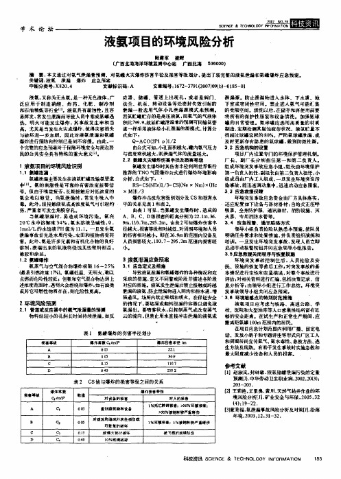 液氨项目的环境风险分析