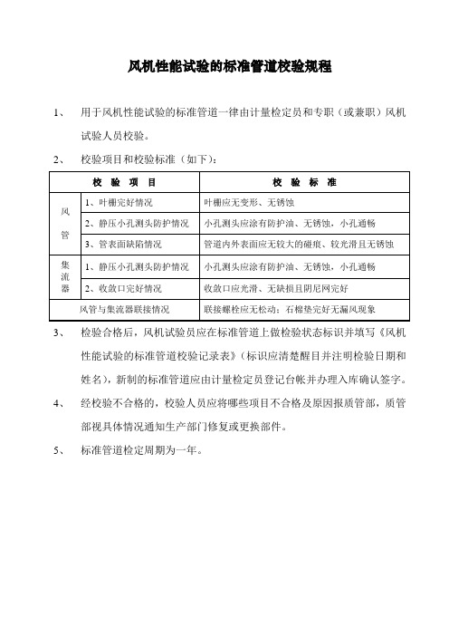 风机性能试验的标准管道校验规程