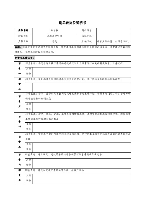 副总裁岗位说明书