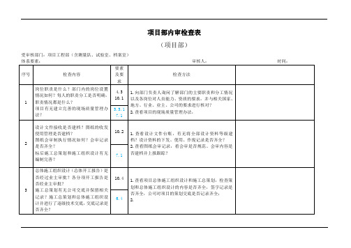 GBT50430项目工程部内审检查表