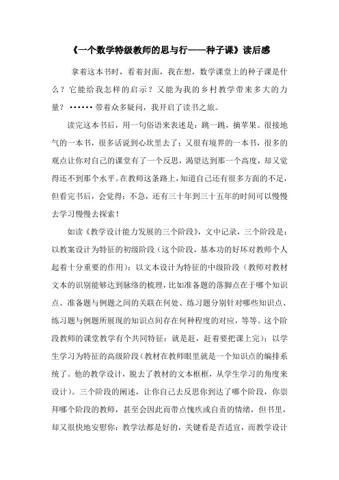 一个数学特级教师的思与行