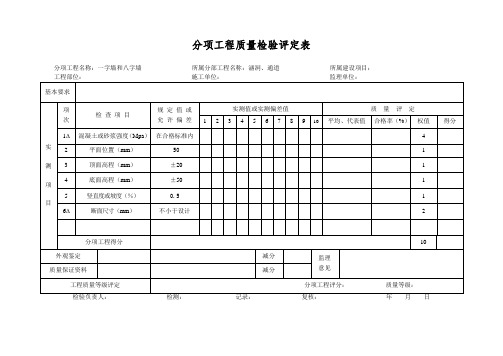 分项工程质量检验评定表-一字墙和八字墙